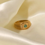 Green Stone Geometric Wrap Ring