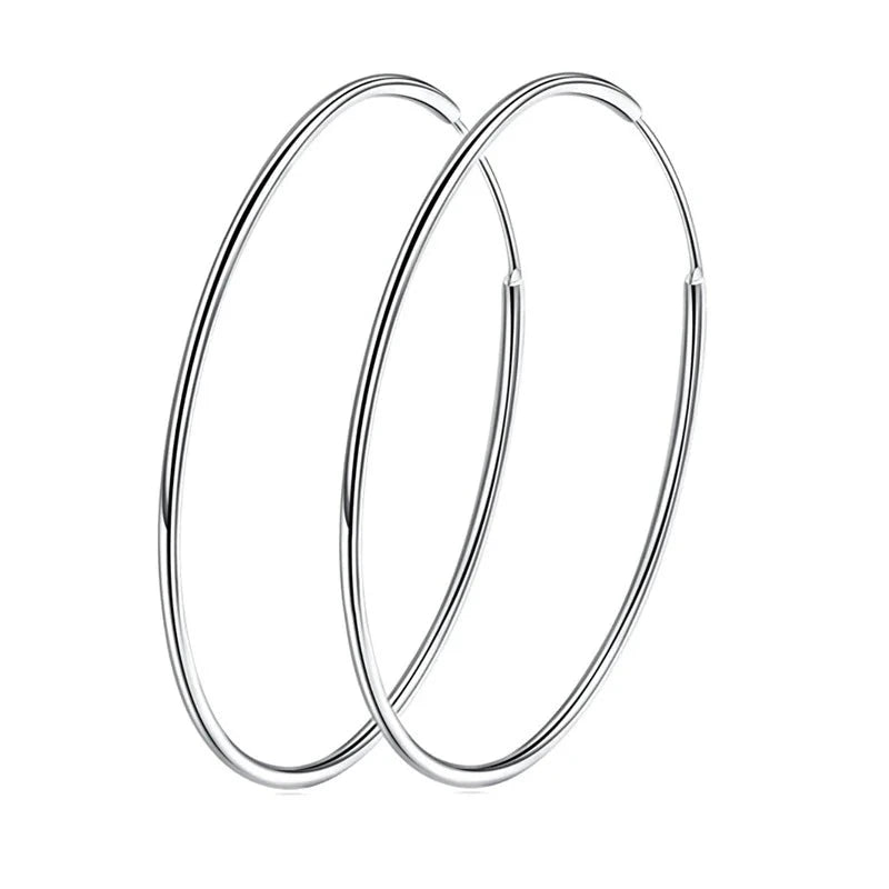 925 Sterling Silver Large Hoop Earrings