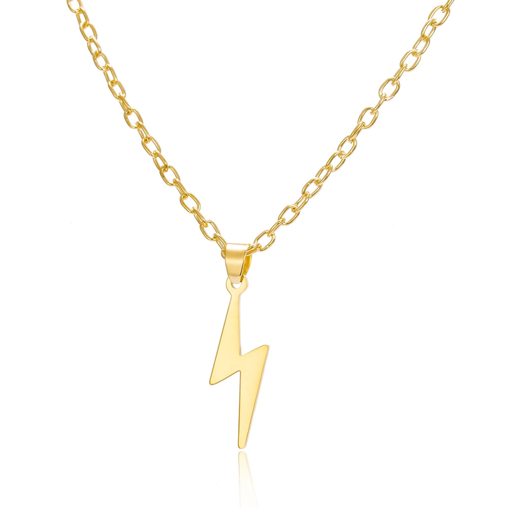 Long Chain Small Lightning Pendant Necklace