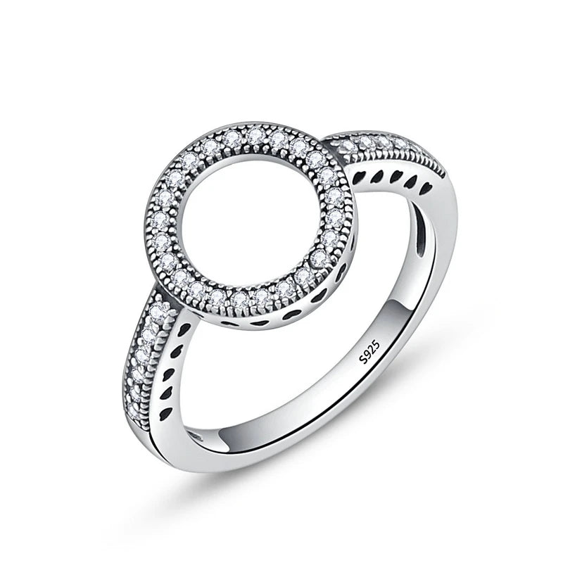 Genuine 925 Sterling Silver CZ Circle Ring