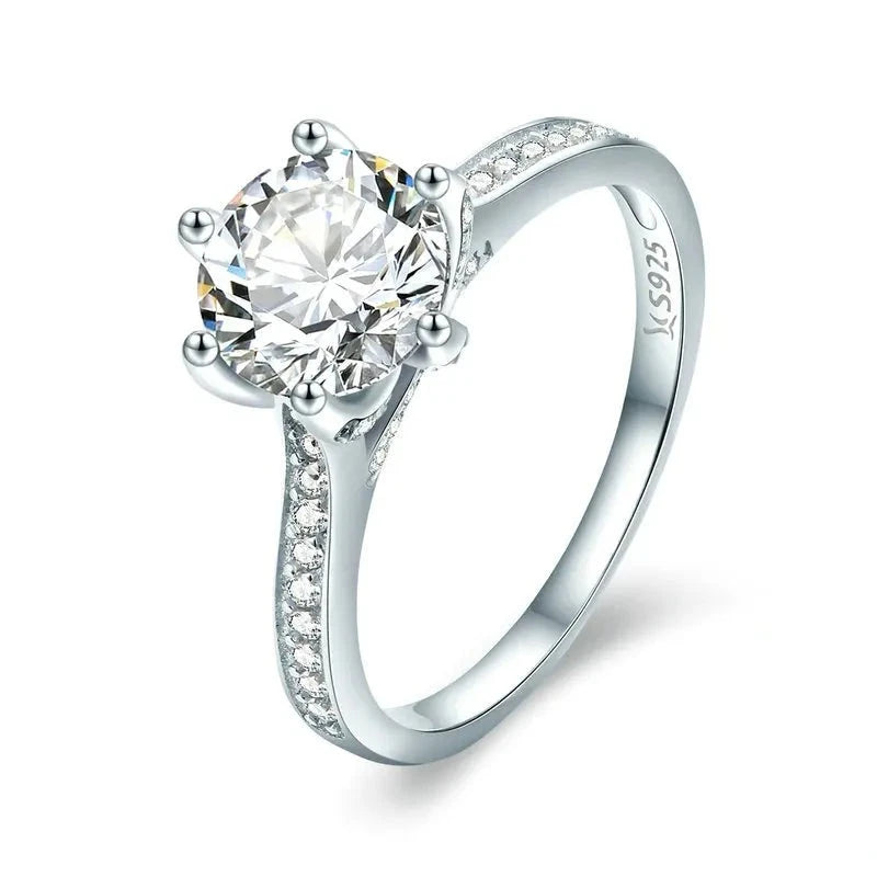 925 Sterling Silver Round Cut Engagement Ring