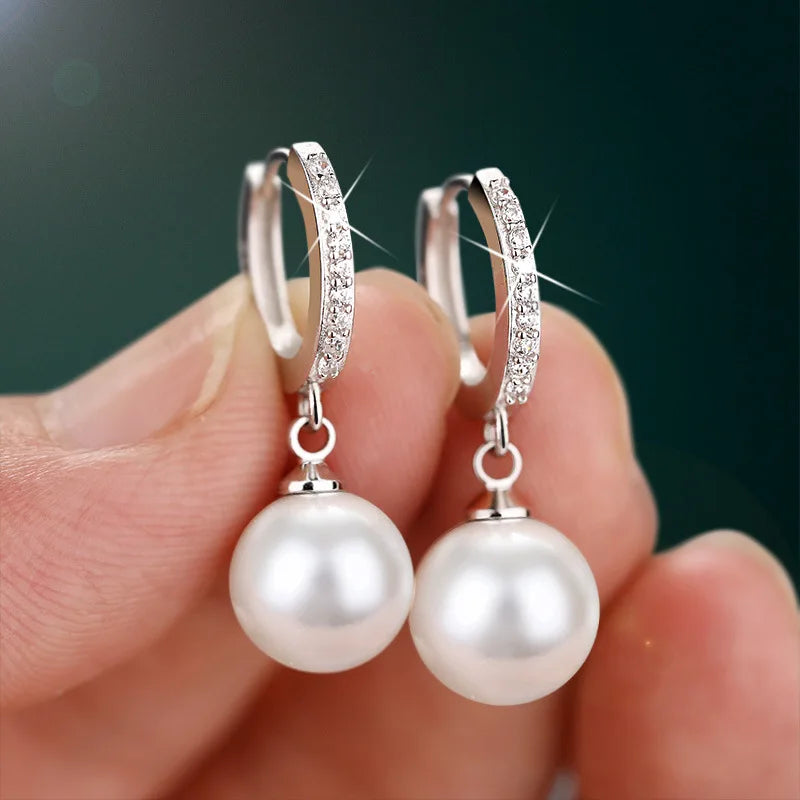 Genuine Natural Freshwater Pearl 925 Sterling Silver Earrings