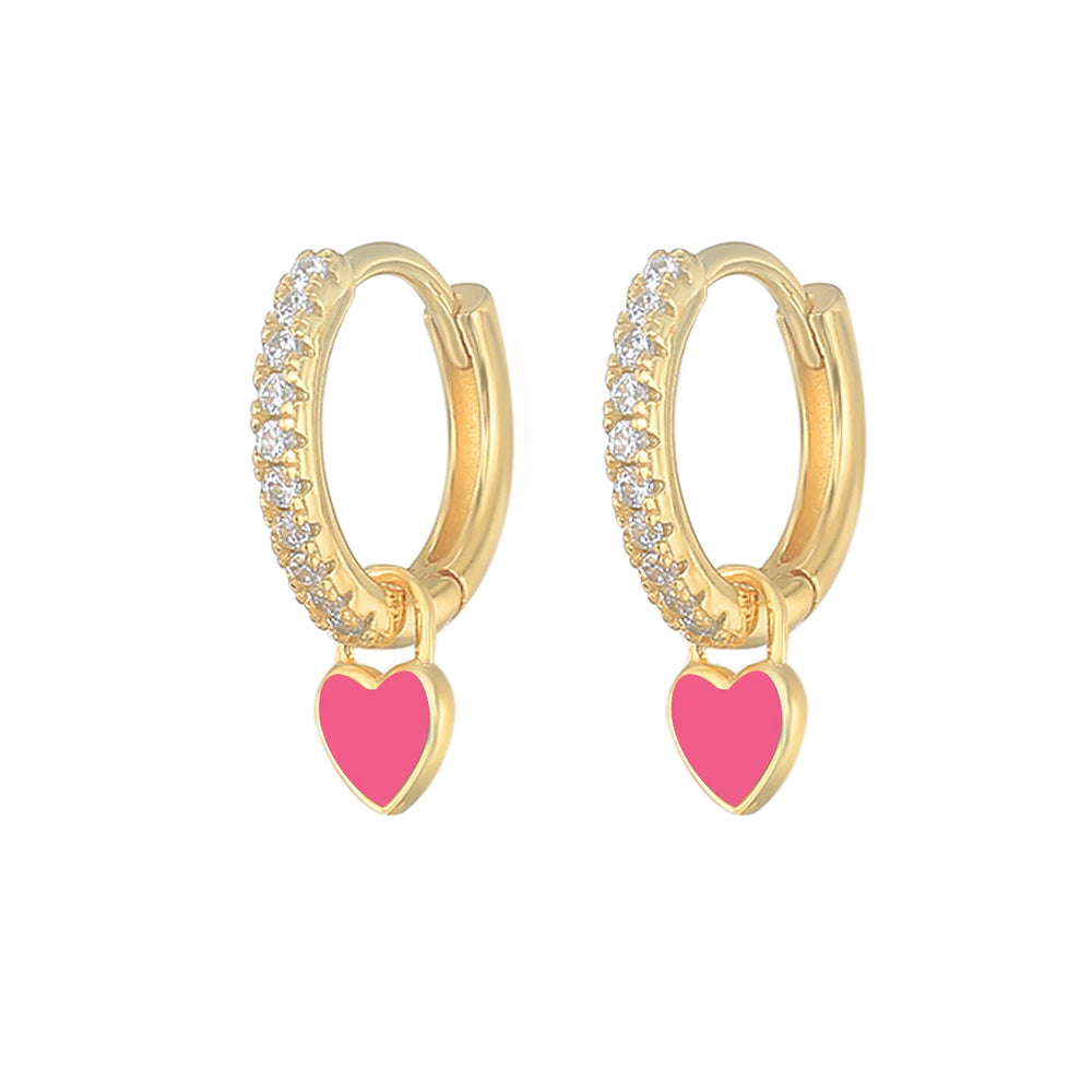 Cute Enamel Heart Drop Earring