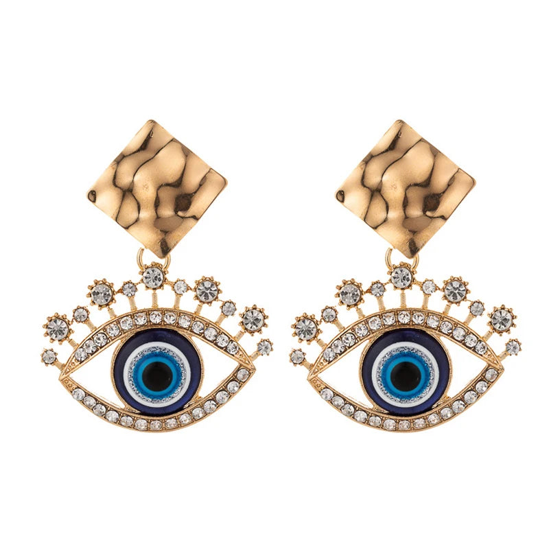 Rhinestone Evil Eye Statement Earrings