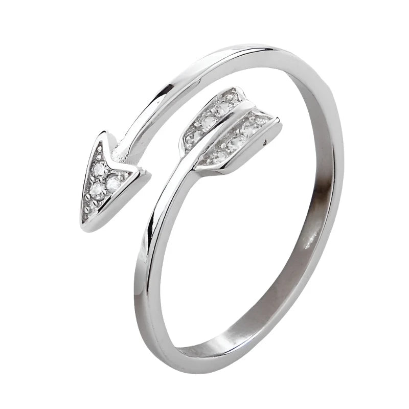 Silver Plated Arrow Crystal Ring