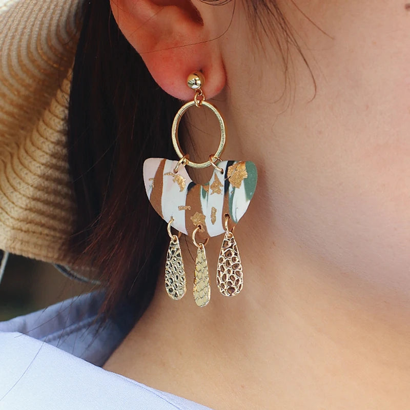 Abstract Pattern Drop Earrings