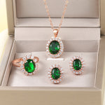 Elegant Created Rose Gold Color Green Crystal Pendant Necklace