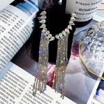 Vintage Rhinestone Crystal Tassel Earrings