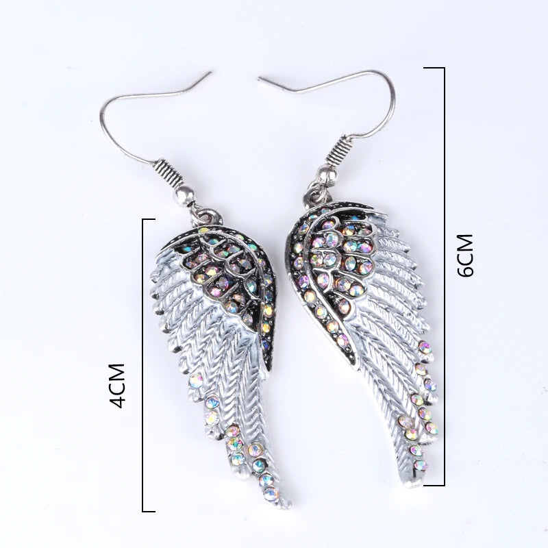 Angel Wings Feather Crystal Earrings