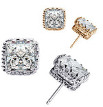 Small 925 Sterling Silver Stud Earrings With Cubic Zirconia