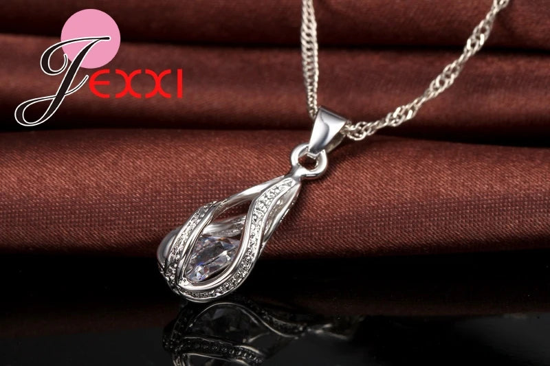 925 Sterling Silver Water Drop Jewelry Sets