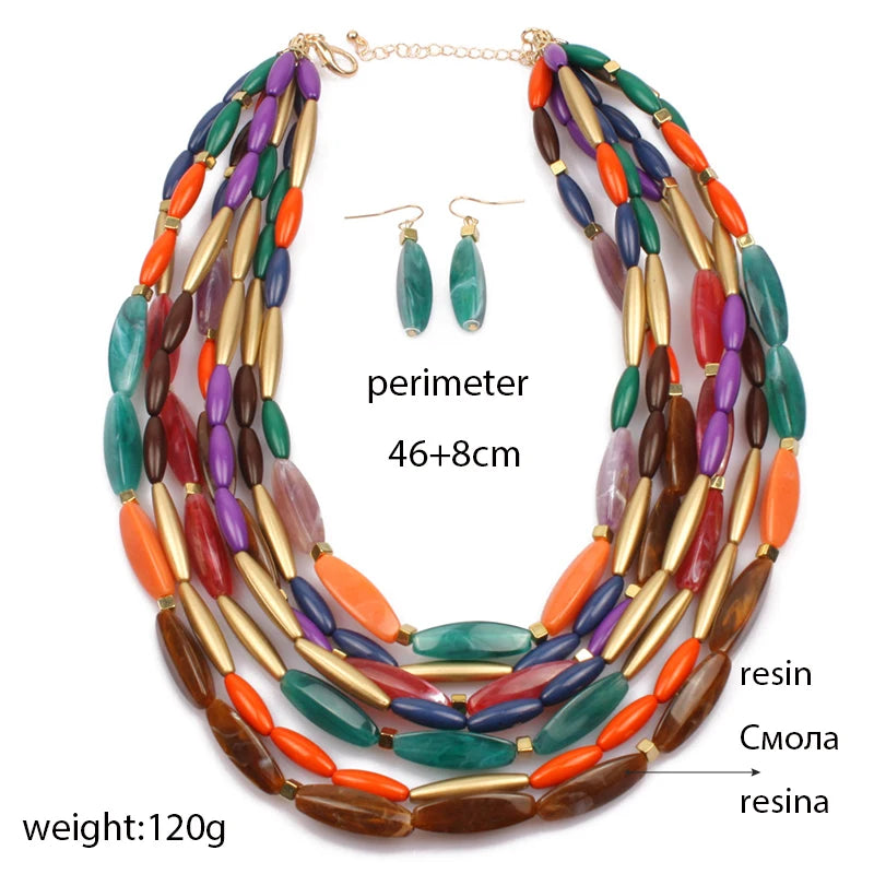 African Beads Multilayer Jewelry Set