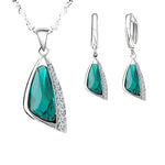 925 Sterling Silver Turquoise Crystal Jewelry Set