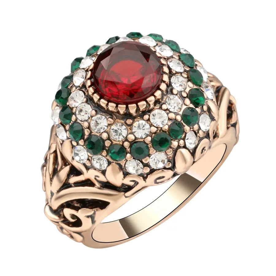 Antique Turkish Red Crystal Ring