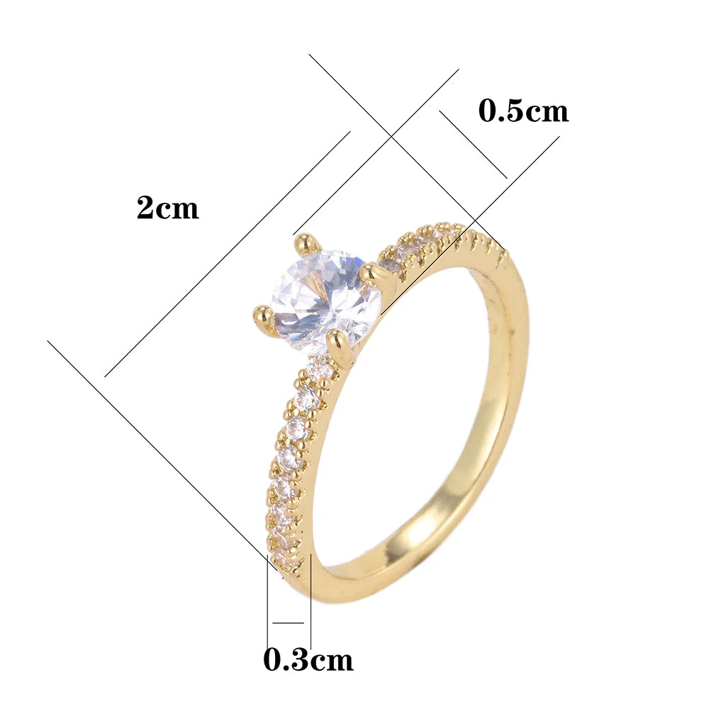 Circle Design Cute Gold Ring With Four Claws