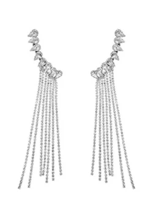 Vintage Rhinestone Crystal Tassel Earrings