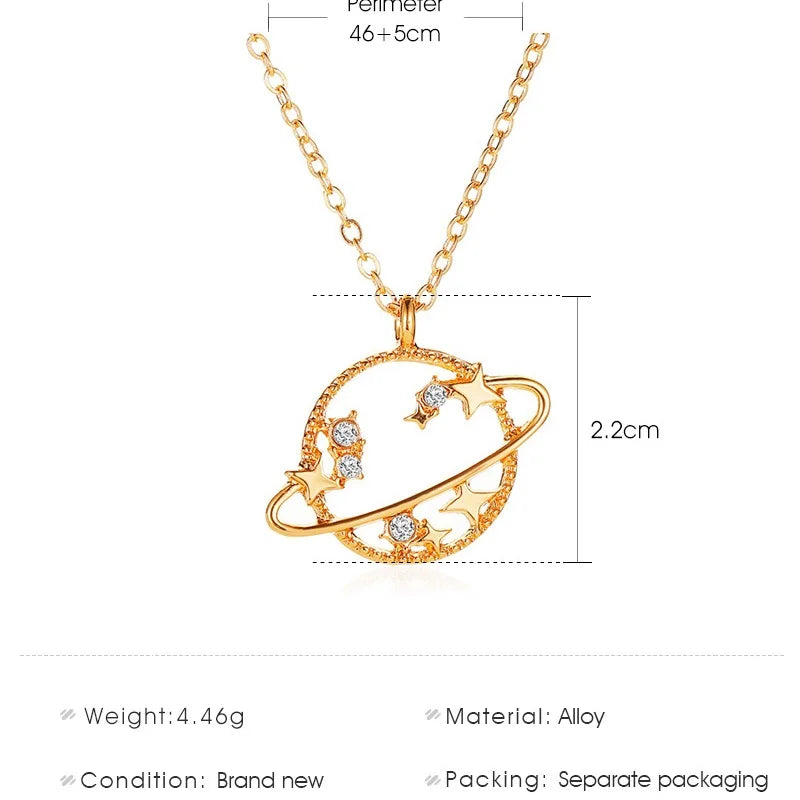 Zircon Planet Universe Pendant Necklace