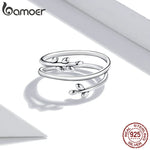 925 Sterling Silver Leaves Adjustable Ring