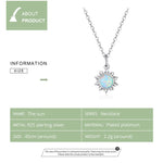 925 Sterling Silver White Opal Sun Pendant Necklace