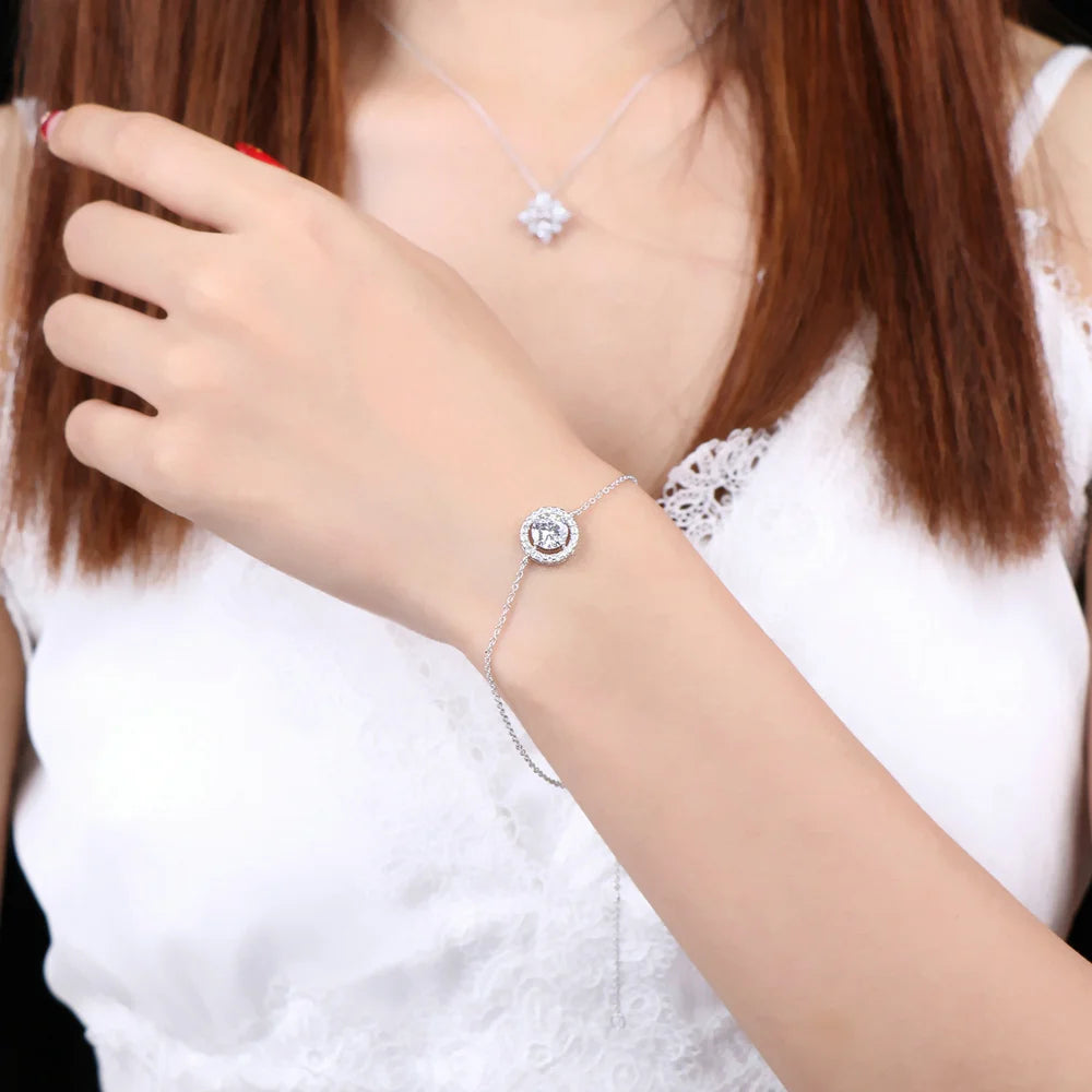 Round Micro Mosaic Cubic Zirconia Rose Gold Color Bracelet