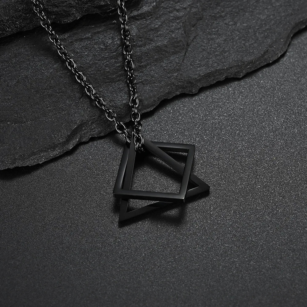 Geometry Square Triangle Pendant Necklace