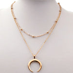 Double Layer Gold Moon Pendant Necklace