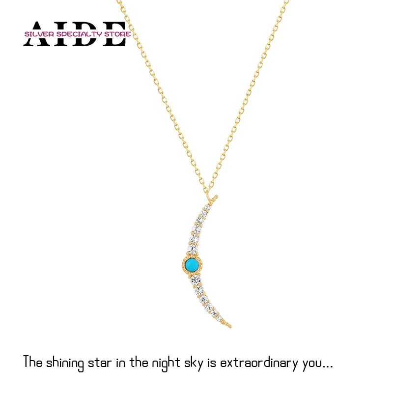 S925 Sterling Silver Turquoise Pendant Necklace