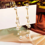 Long Imitation Pearl Tassel Earrings