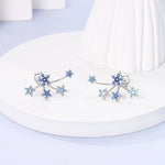 Sparkling Blue Zircon Star Moon Stud Earrings