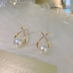 Rhinestone Pearl Stud Earrings