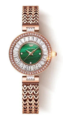 Elegant Gemstone Inlaid Bracelet Wrist Watch