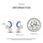 Sparkling Blue Zircon Star Moon Stud Earrings