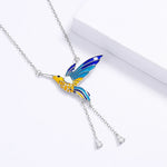 Handmade Colorful Double Side Flying Bird Pendant Necklace