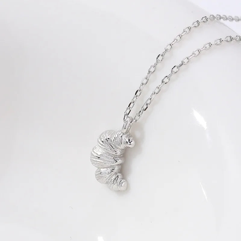 925 Sterling Silver Croissant Pendant Necklace