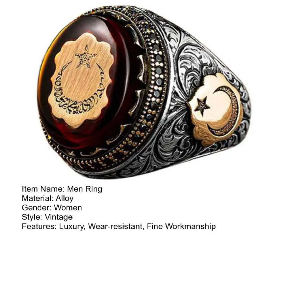 Vintage Hand Engraved Pattern Turkish Signet Ring