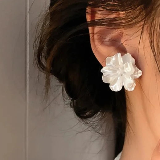 White Flower Stud Earrings