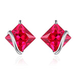 Red Ruby 925 Sterling Silver Stud Earrings