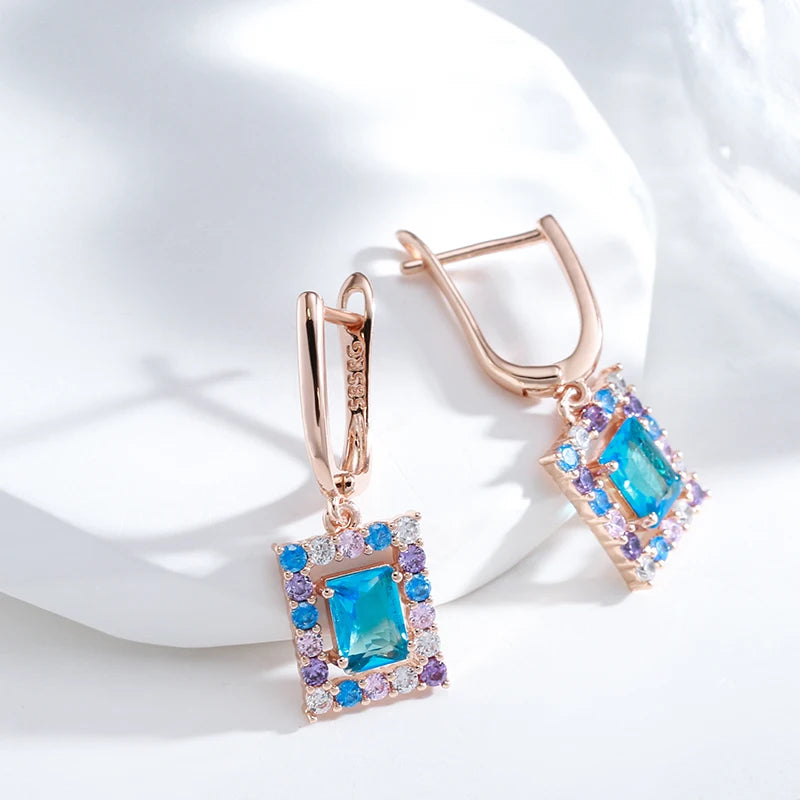 Rose Gold Square Drop Earrings